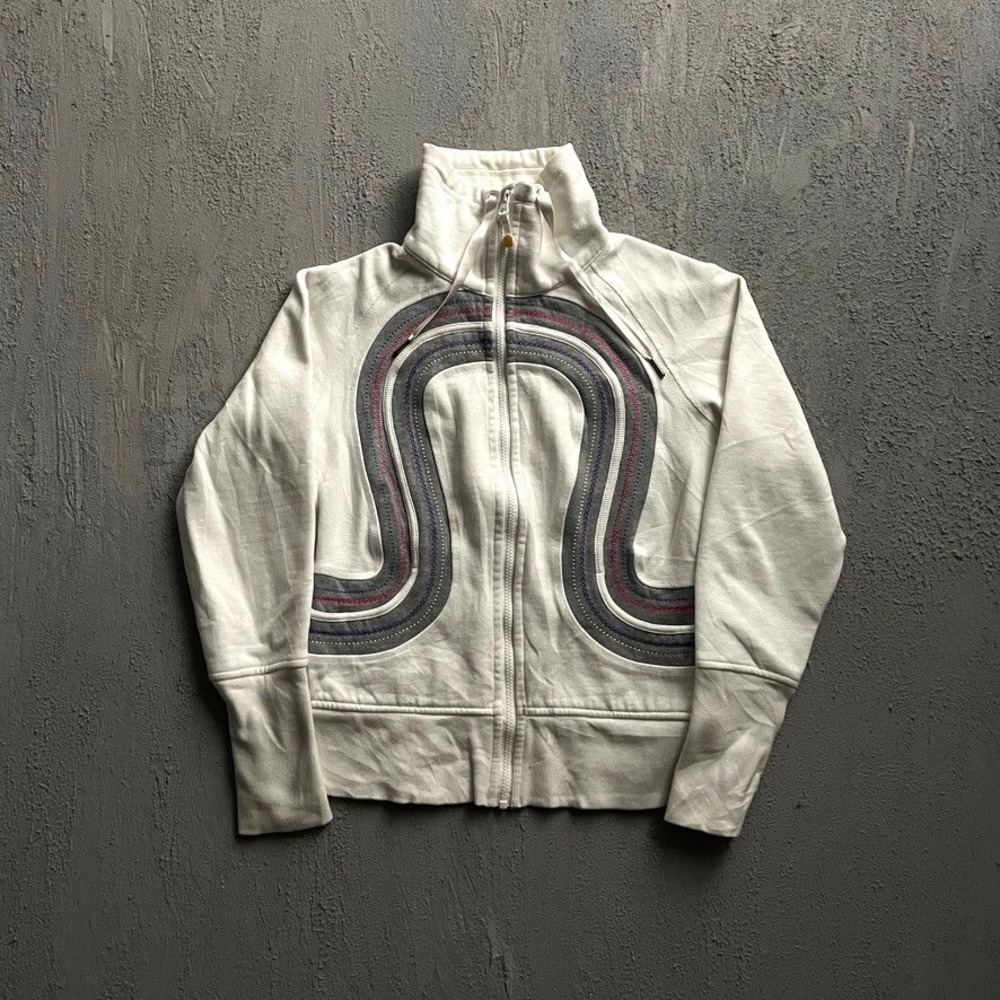 Vintage Lululemon Zip Up sweatshirt Women Size 10 White 2000s - Picture 1 of 9